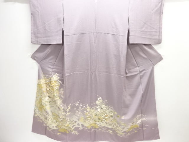 JAPANESE KIMONO / IRO-TOMESODE / EMBROIDERY / YUZEN / KINSAI / KICHO PATTERN